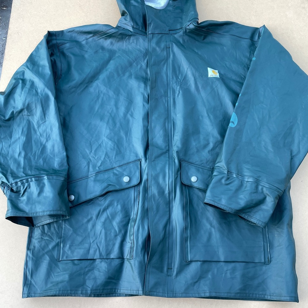 Carhartt Rain Jacket Mens M Moss Green Workwear Waterproof Rainstorm 103508 365